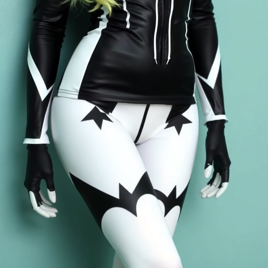 Gwen Stacy cosplay. White-black. Thighs. - Image