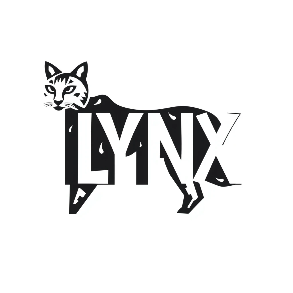 The word "Lynx" where the shapes of all the letters combine to form a lynx using only clever typography.