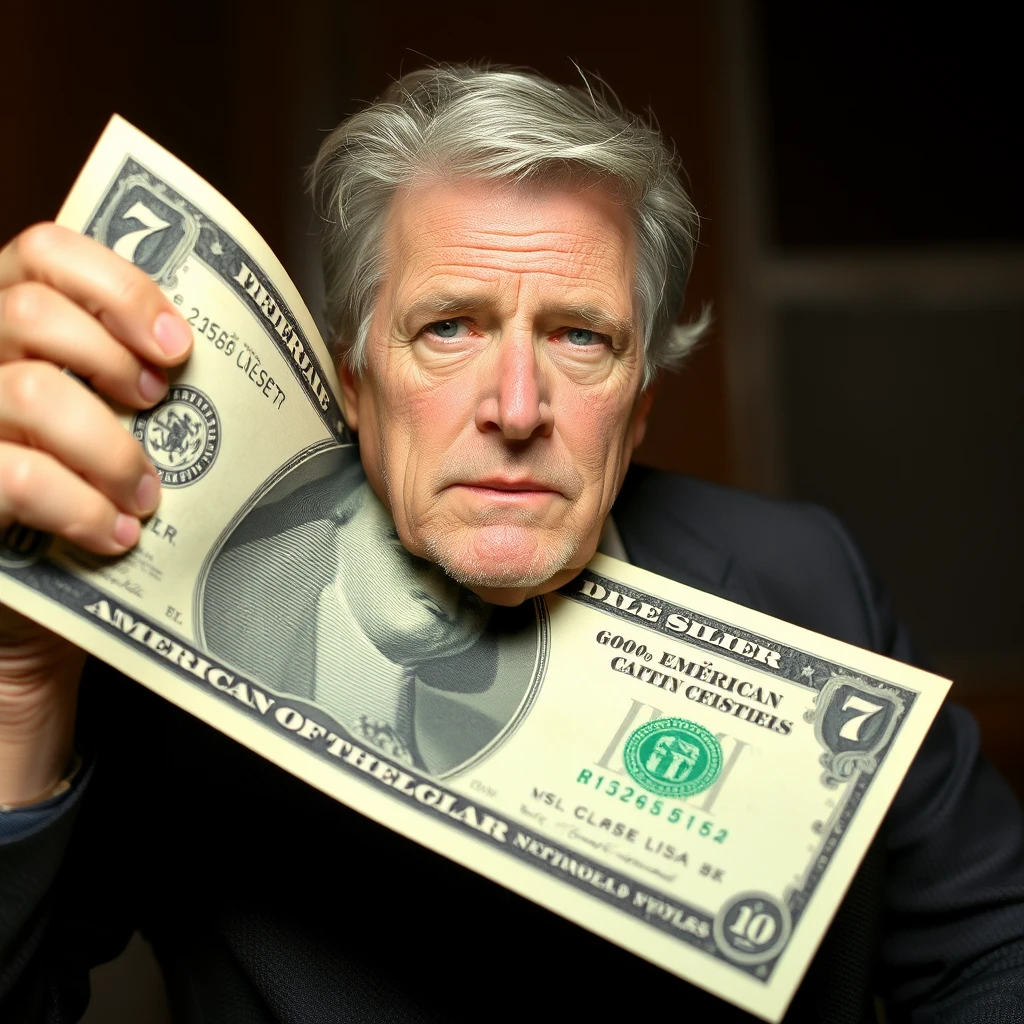 Gary Busey on the American $7 bill, printed money.