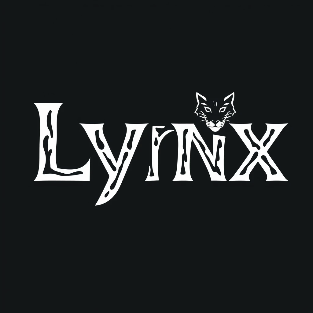 The word "Lynx" where the shapes of all the letters combine to form a lynx using only clever typography.