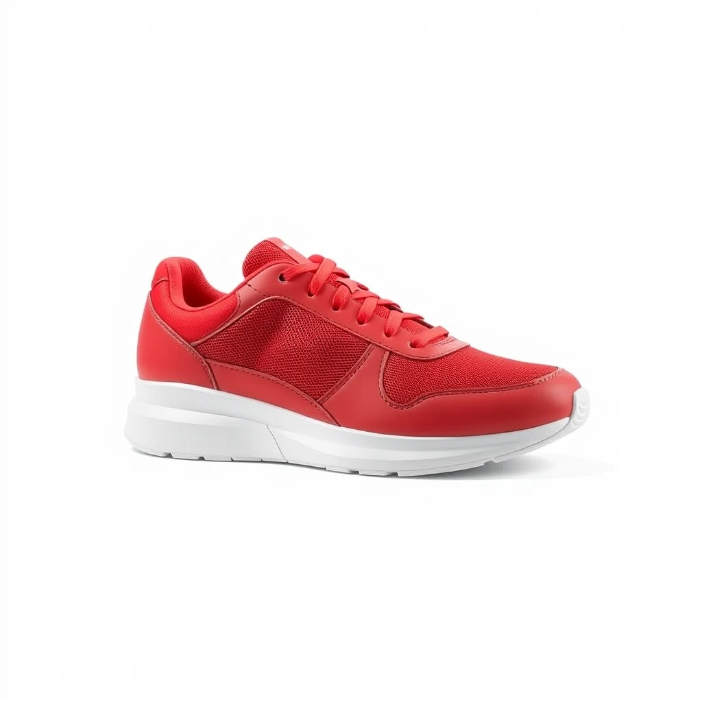 modern red sneaker isolated on white background, no visible brands or logos.