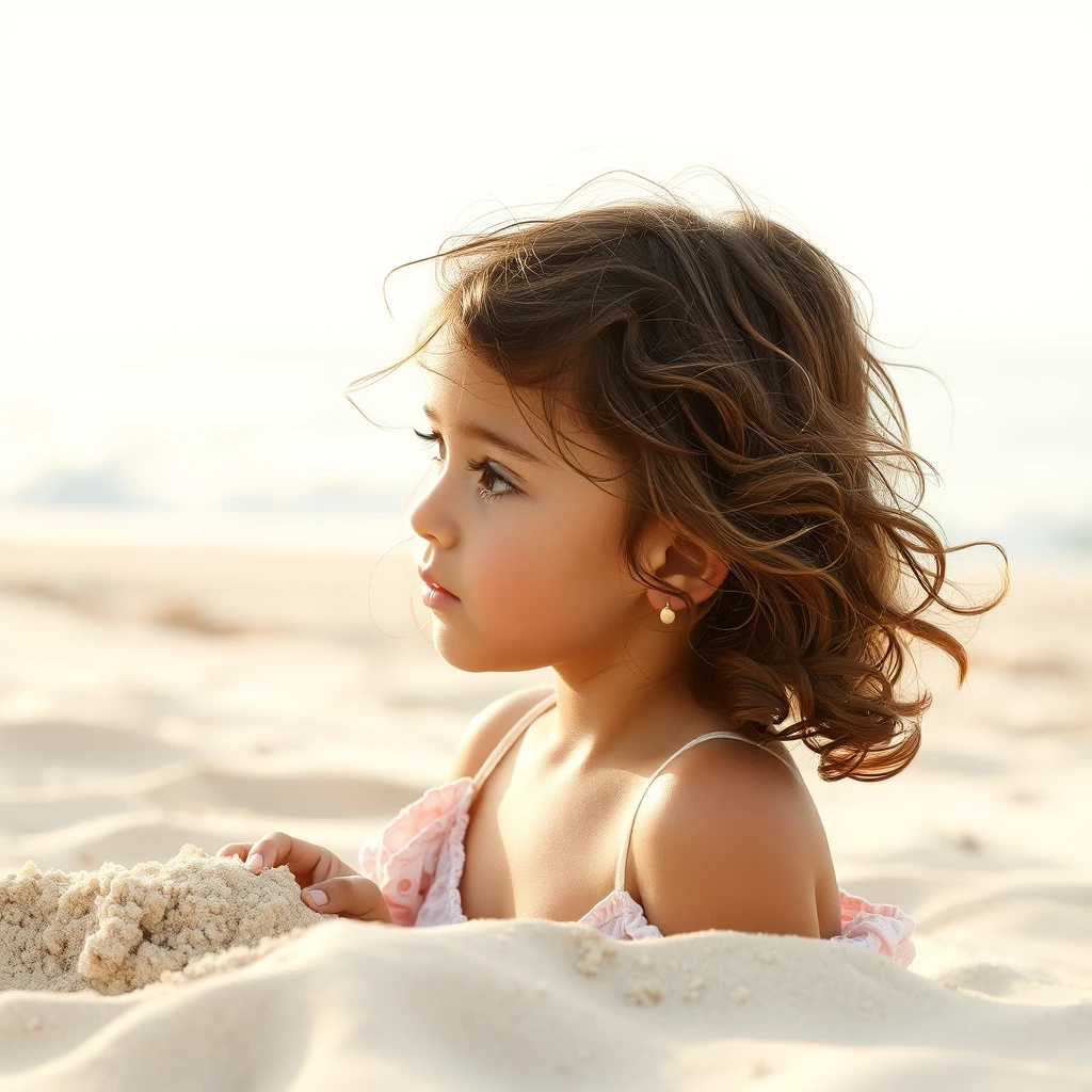 a girl, sand beach - Image