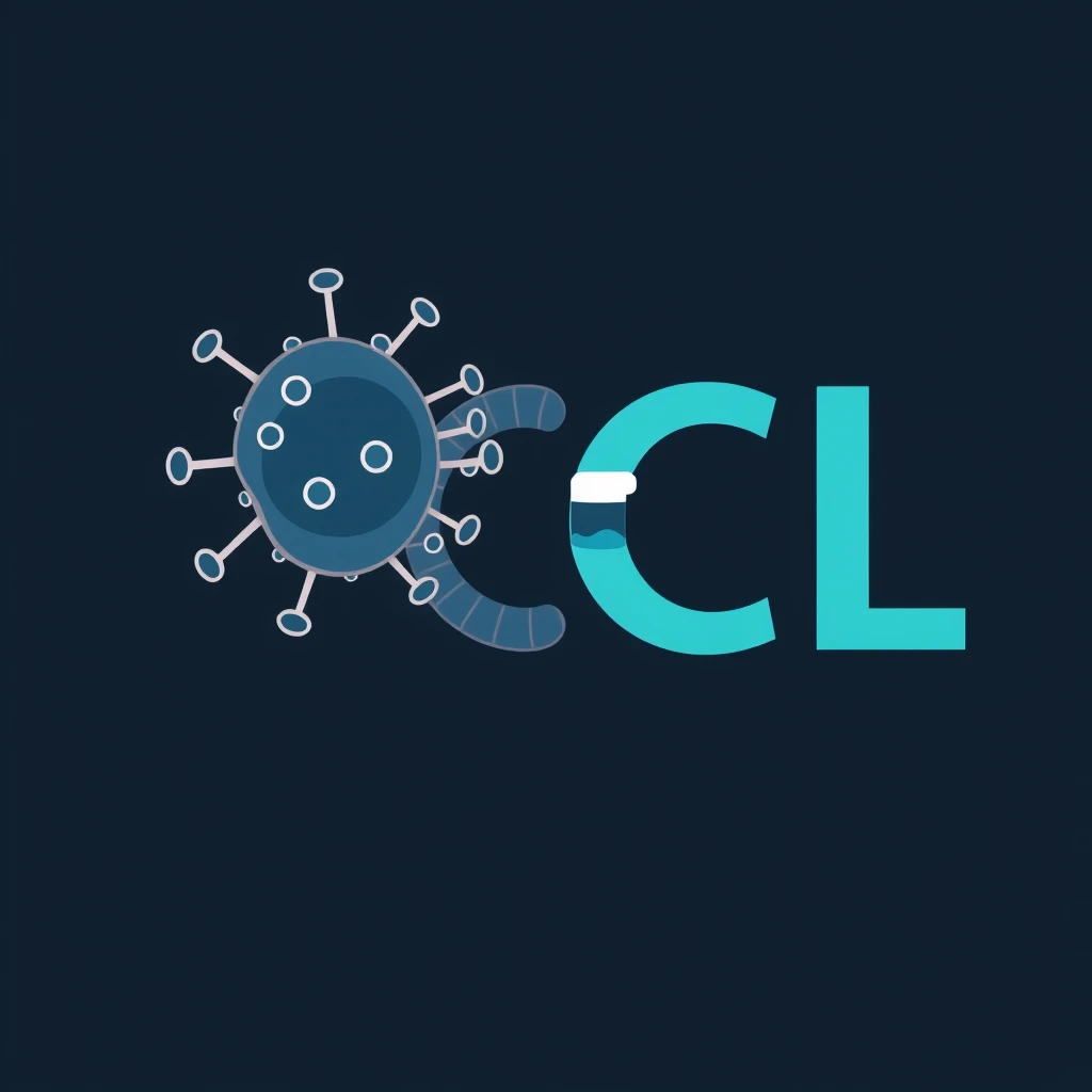 Logo for a microbiological science lab that includes the letters "HCL." Turn the C into a virus and turn the L into a medicine. - Image