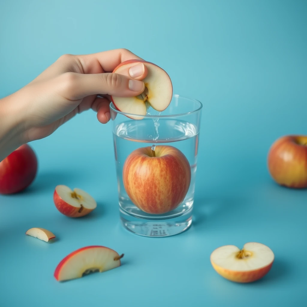 apple, eat, water