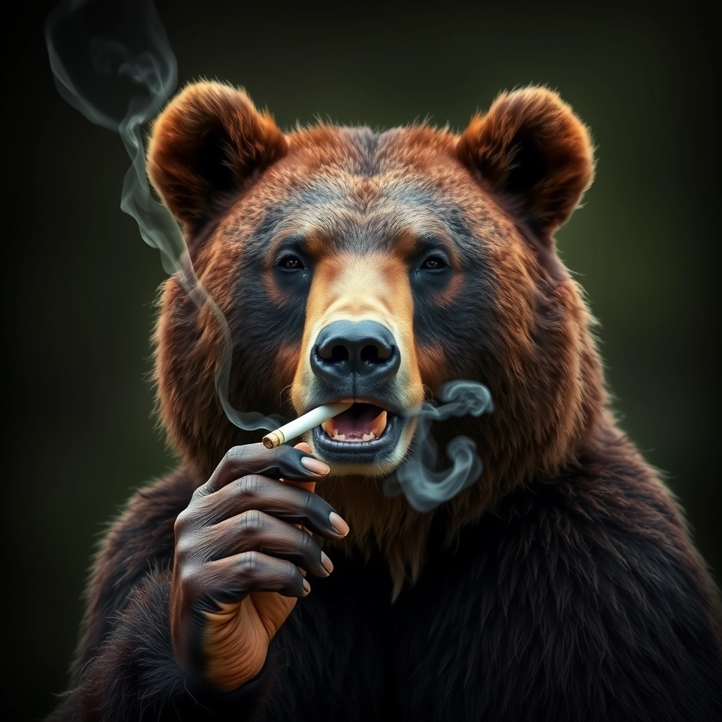 Bear smoke a cigarette