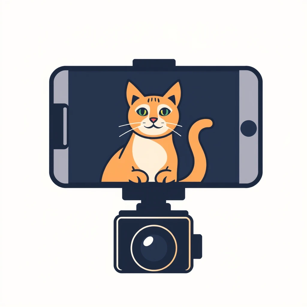 "Design a logo for me. The theme is monitoring a cat using a phone camera; keep it simple with abstract lines."