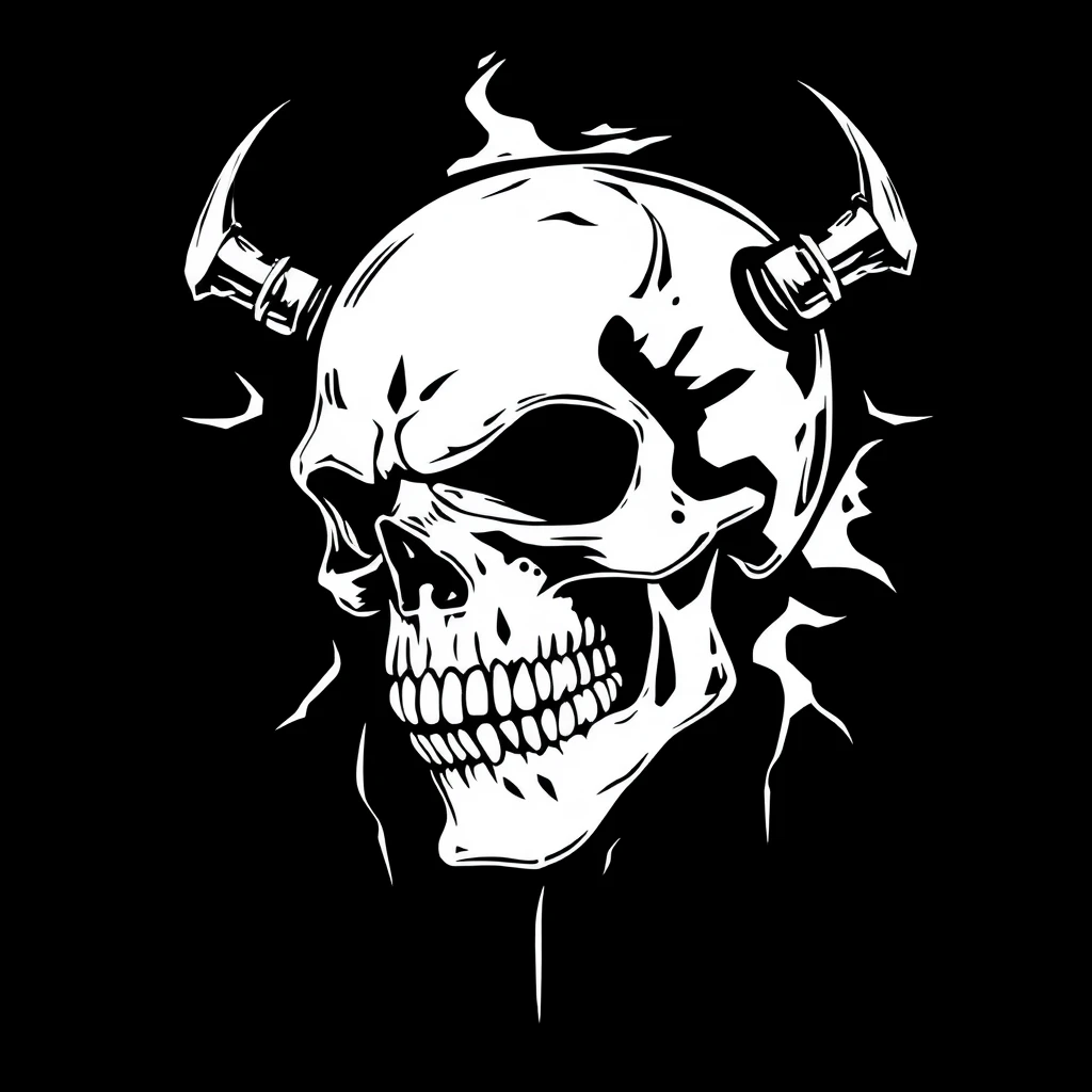 Skull vector stencil heavy metal - Image