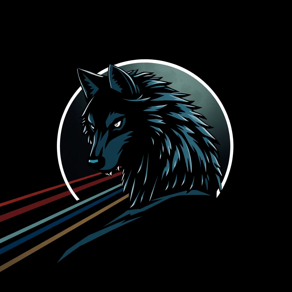 Wolf, streamline, logo, darkness. - Image