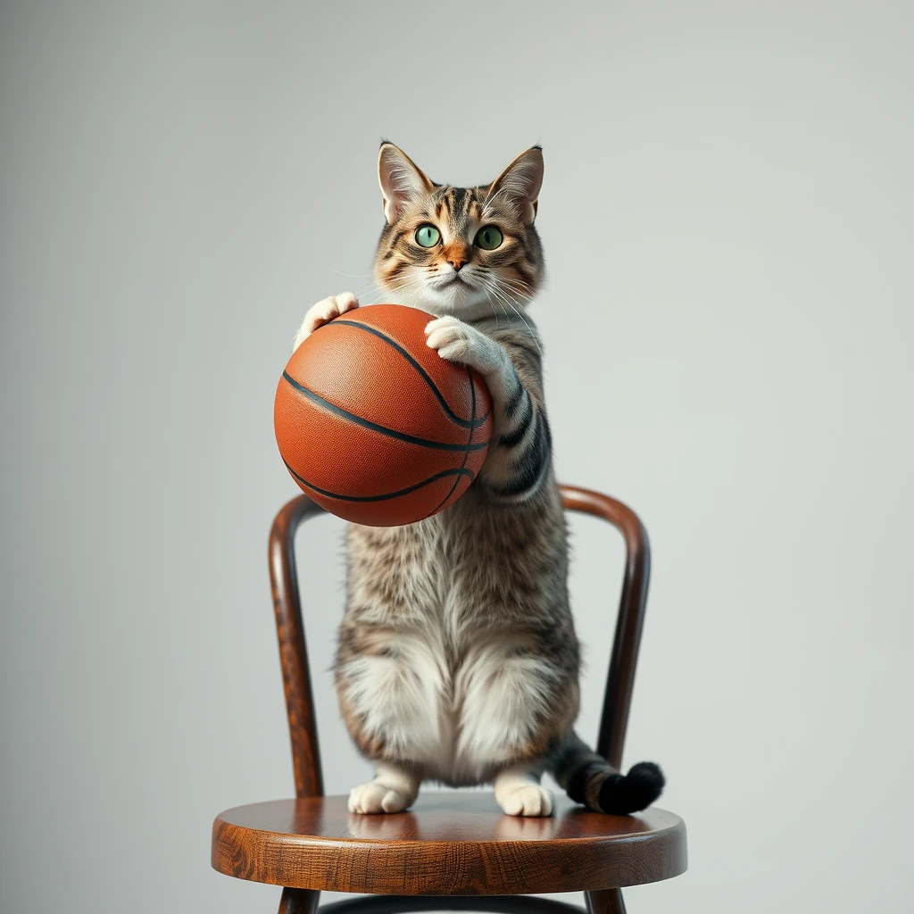 Cat in basketball on a chair - Image