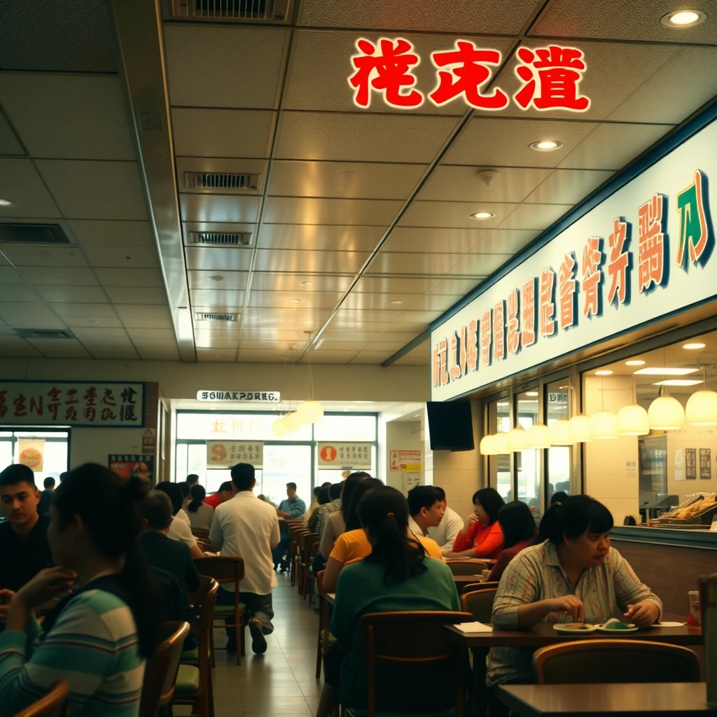 In a bright and spacious restaurant, there are customers dining, with Chinese characters present, but no Japanese language. - Image