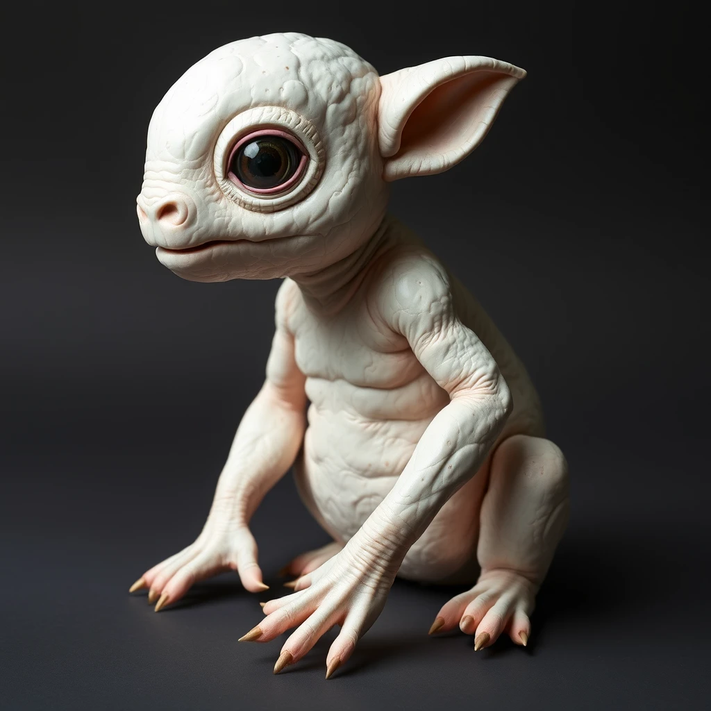 Sculpture of a baby creature in the style of Patricia Piccinini - Image