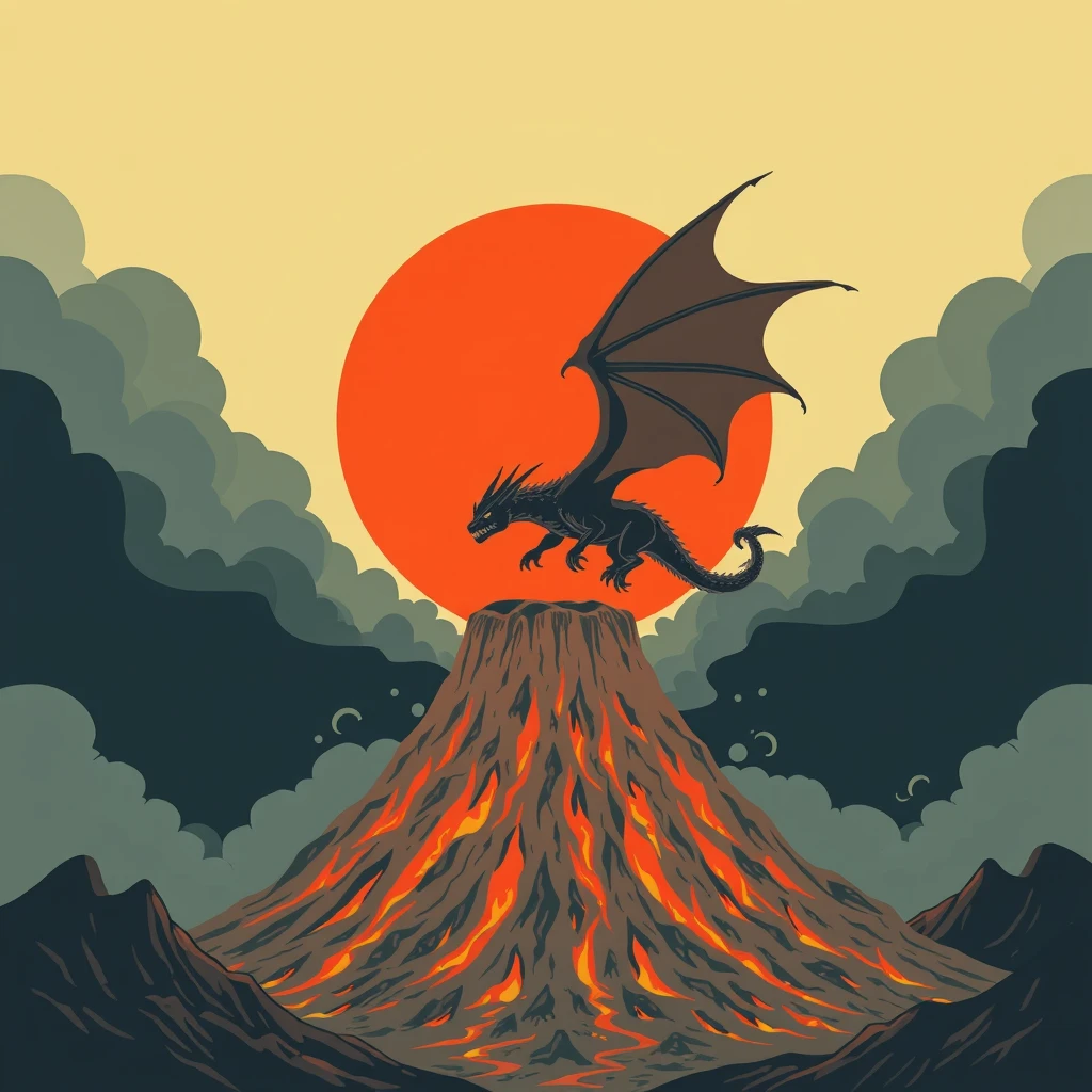 'Flying Dragon Under the Apocalypse Volcano' - Image