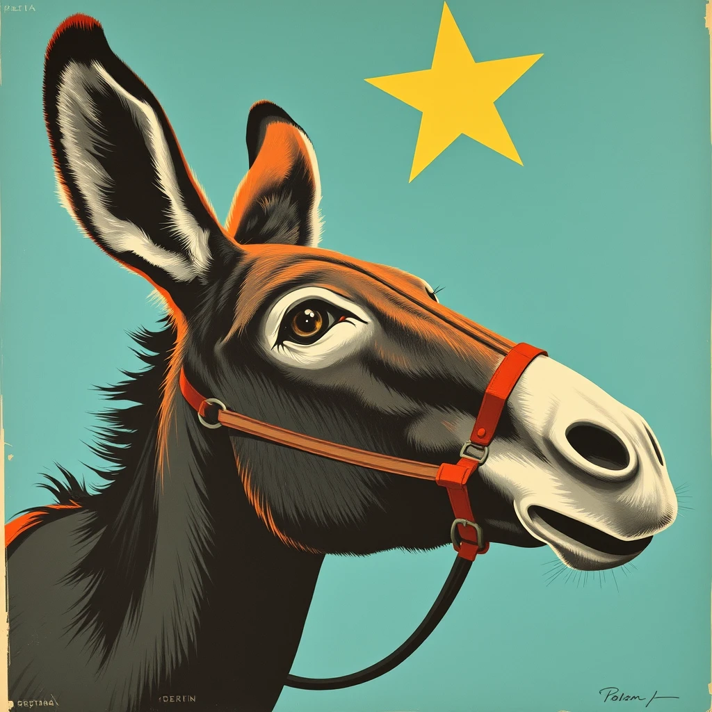 Soviet propaganda poster depicting a donkey - Image