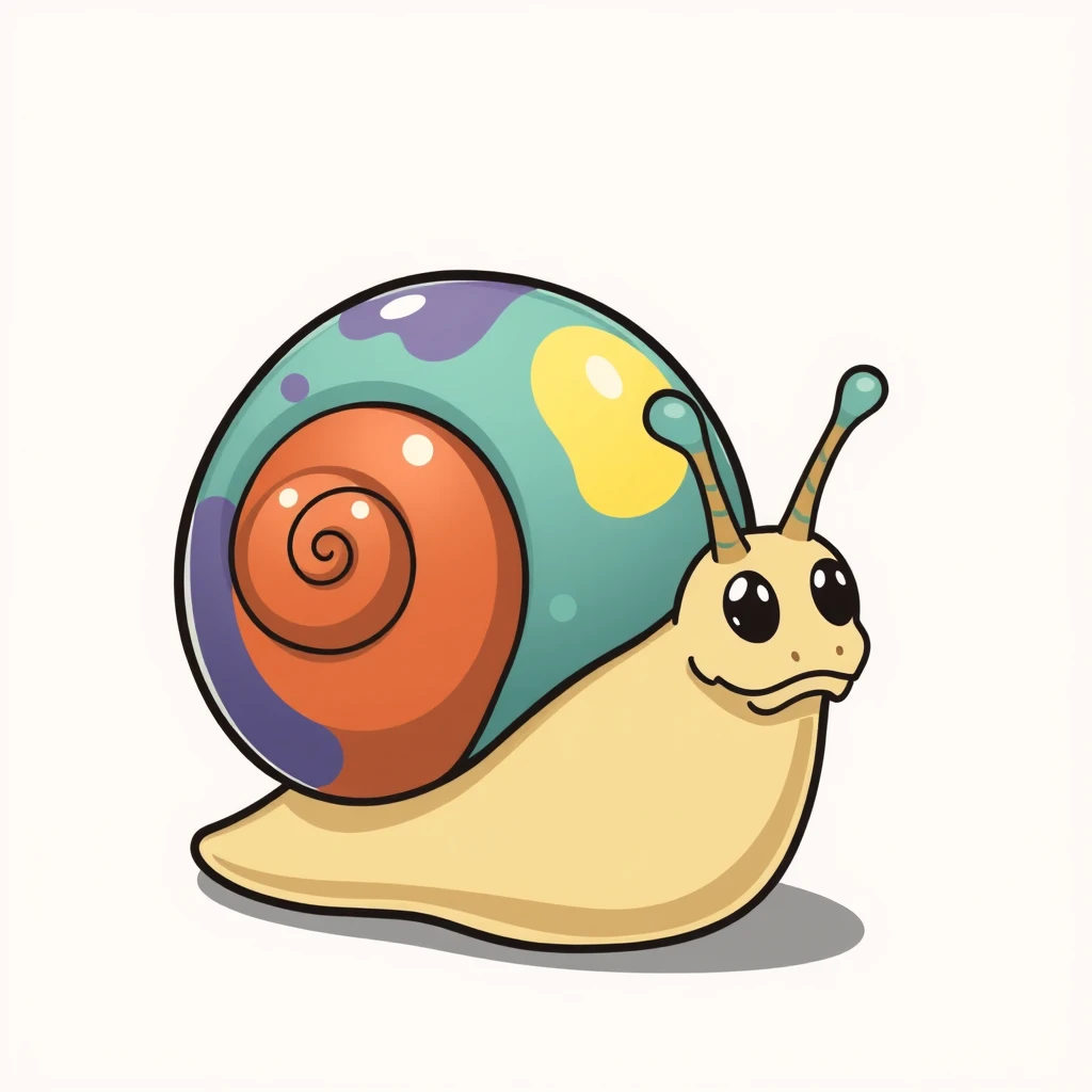 A cartoon image of a snail with a colorful shell - Image