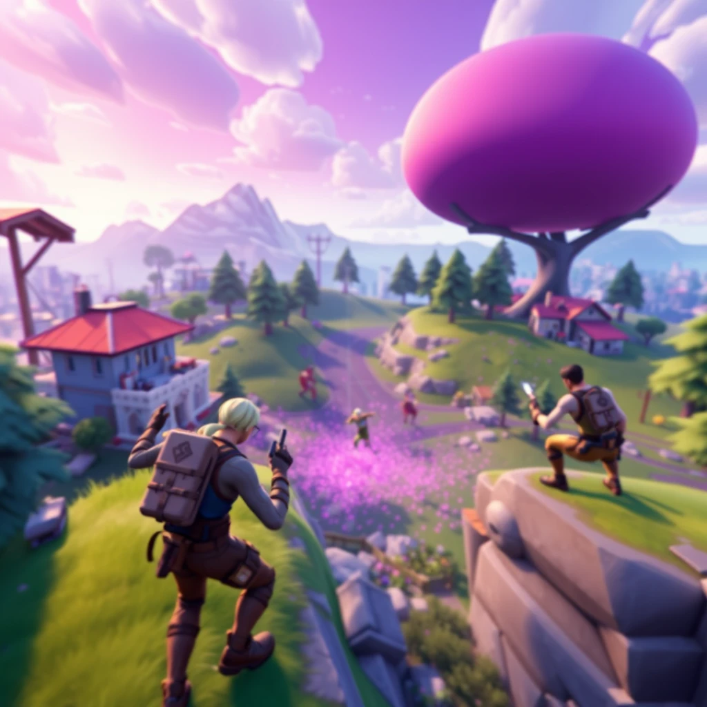 A square aspect ratio screenshot of Fortnite battle royale. - Image