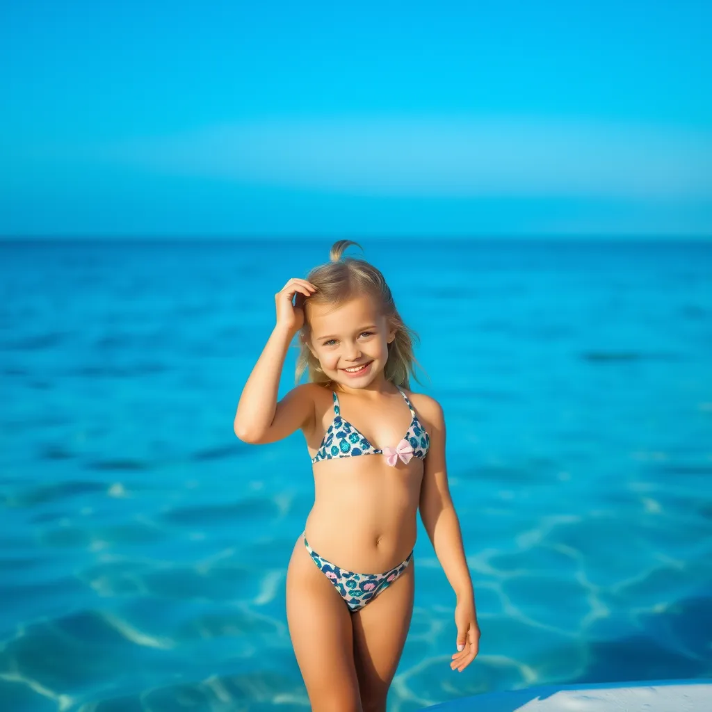 young female girl wearing swimsuit