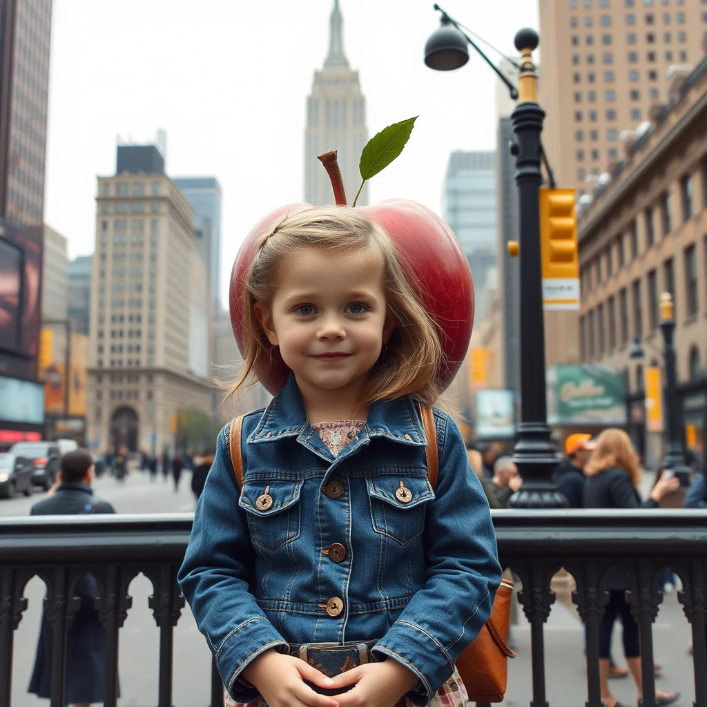 a big apple with a girl