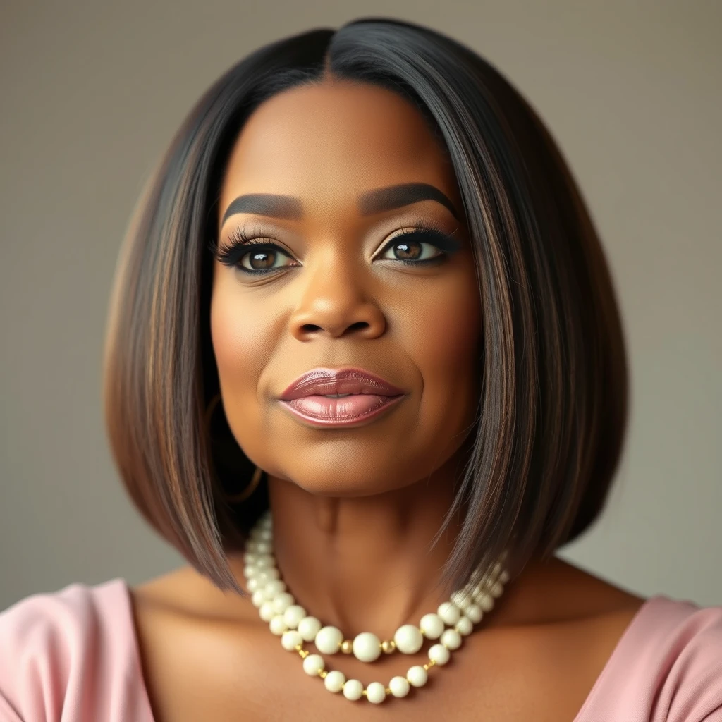 Oprah Winfrey with Caucasian skin and straight hair. - Image