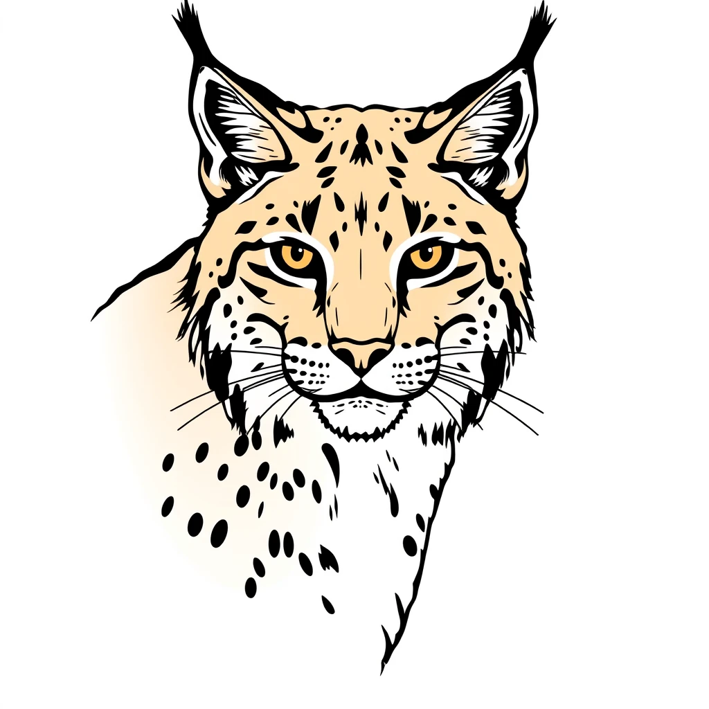 Outline hand drawn illustration of a Lynx.