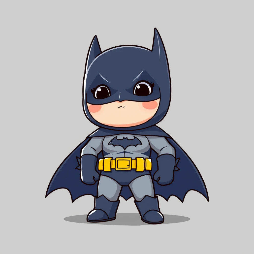 A 3D cute chubby Chibi Batman character design. - Image