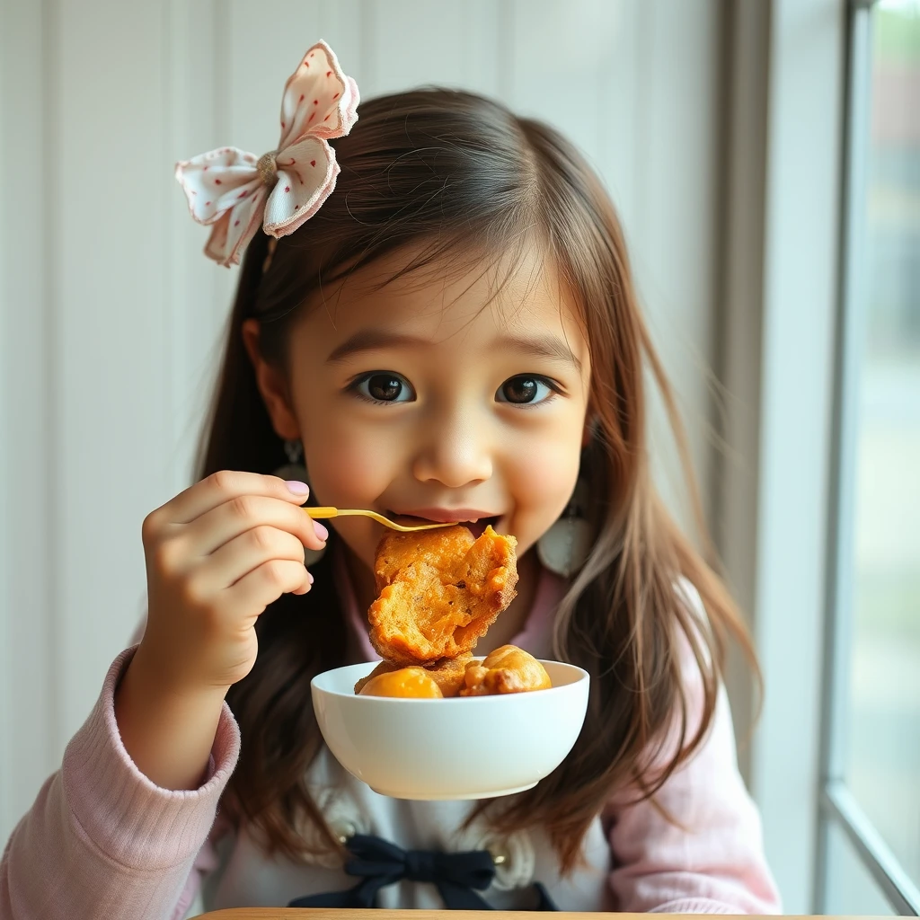 a cute girl eating