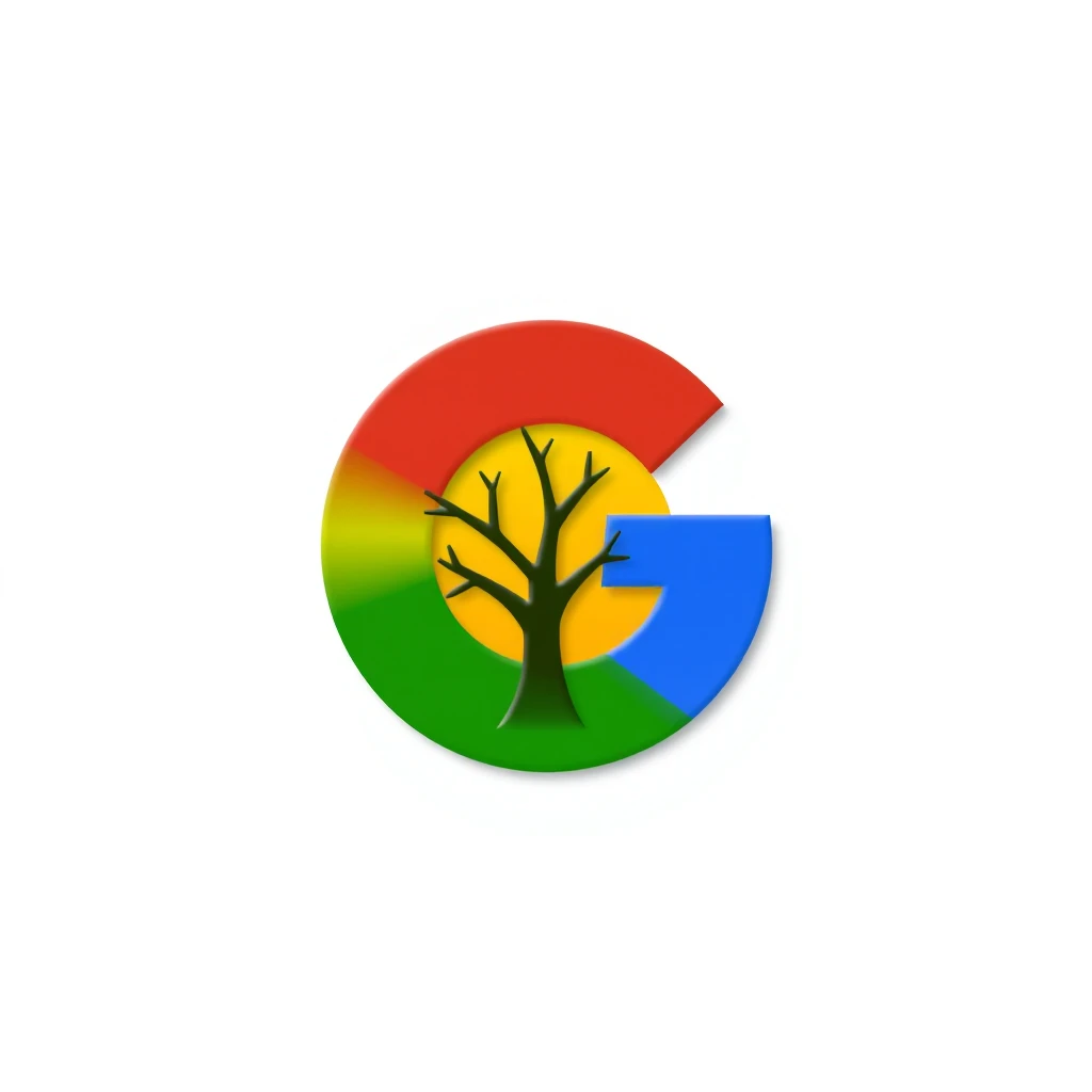 Google logo icon, composed of a tree, the sun, the moon, high quality. - Image