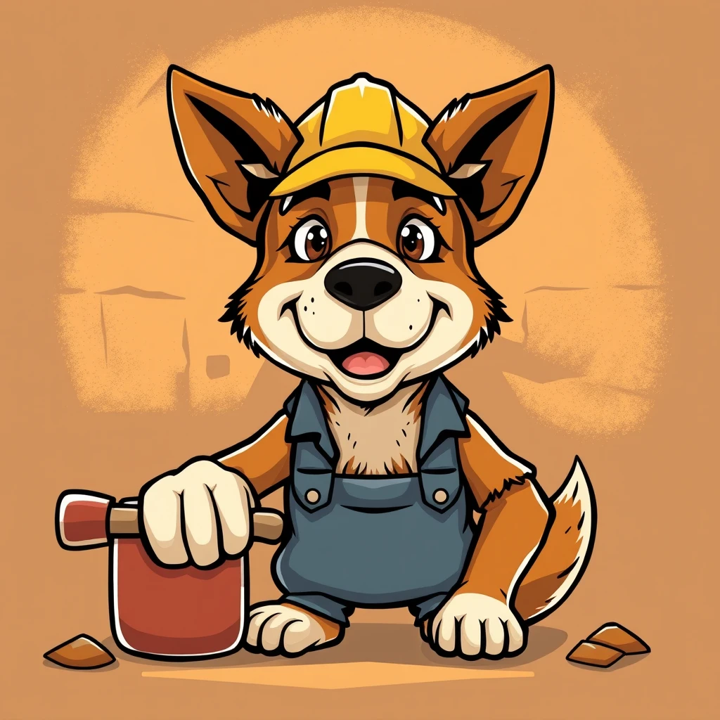 Generate a picture for me to describe the hard work of working people, with reference to the animal dog, animal cartoon style
