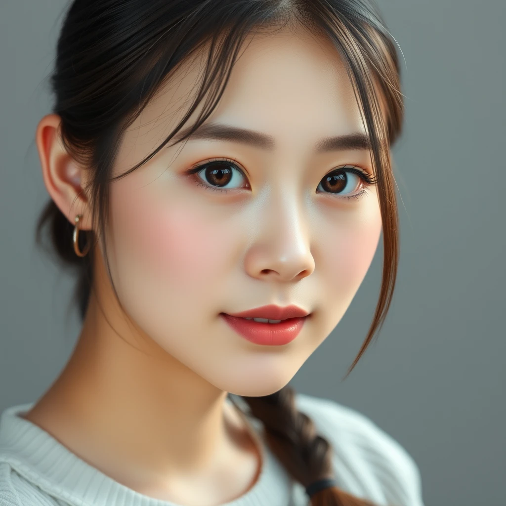 A girl, pretty beautiful, Chinese human, 19 years old, college student, realism. - Image