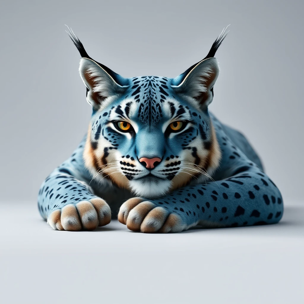 Front profile of a blue Lynx lying down as a logo. - Image