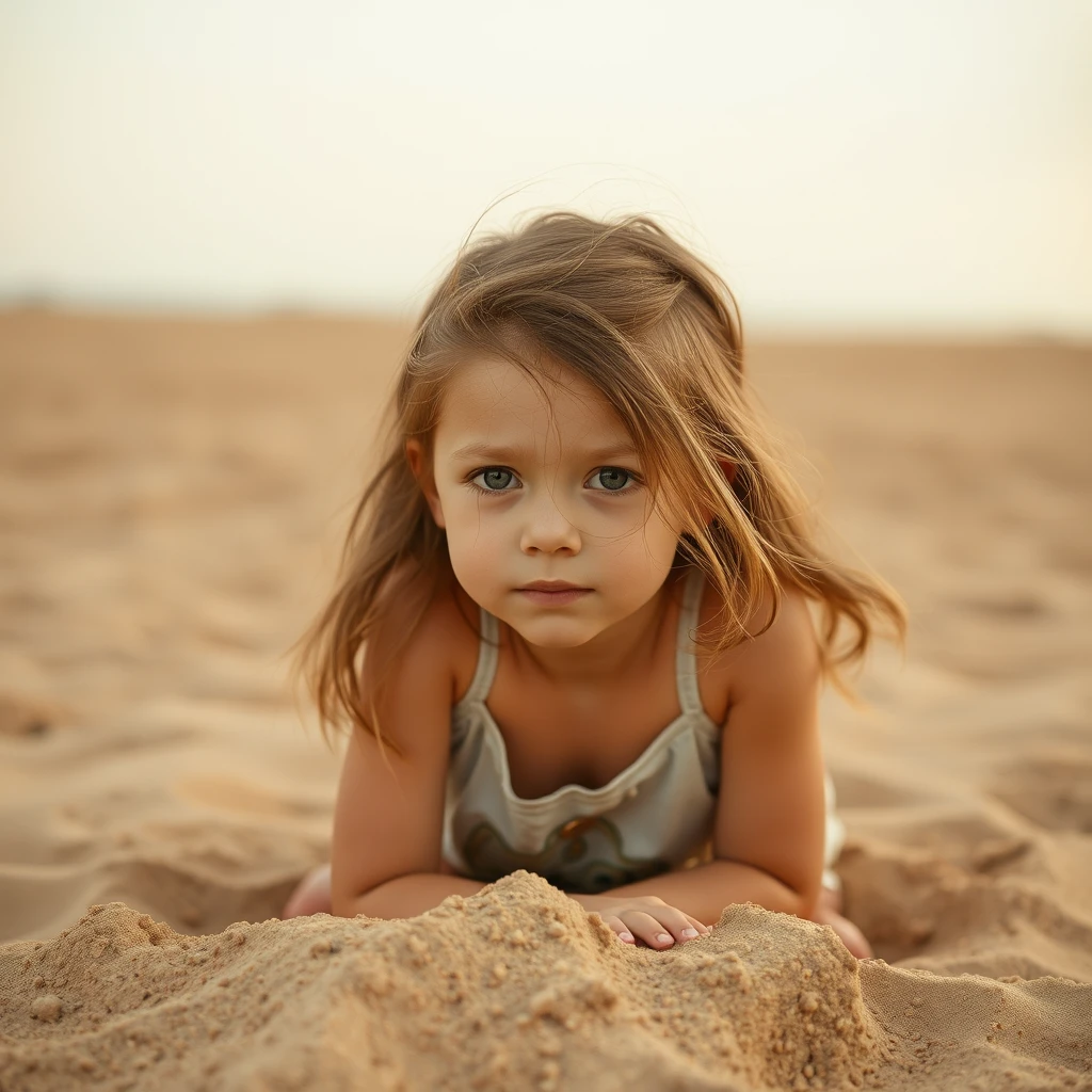 a girl, sand