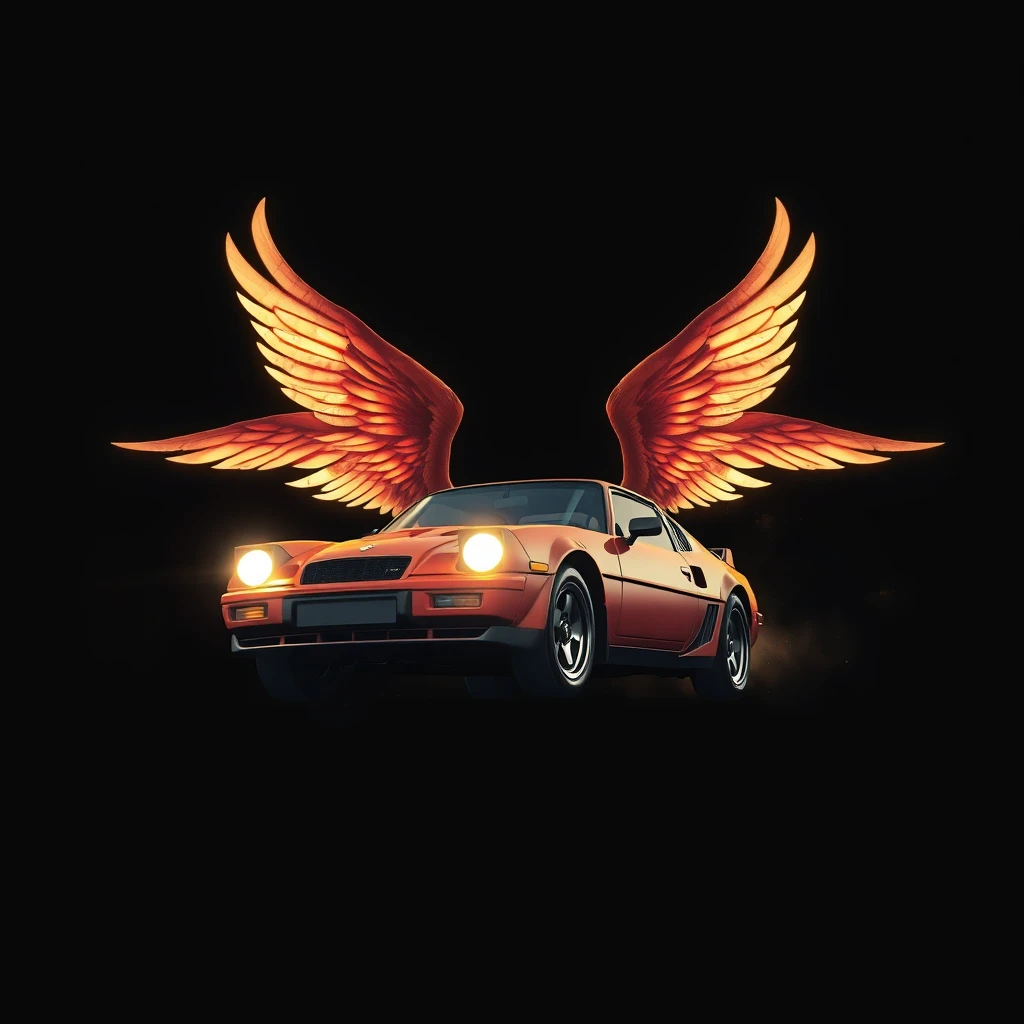 a flying car with wings on a dark background
 - Image