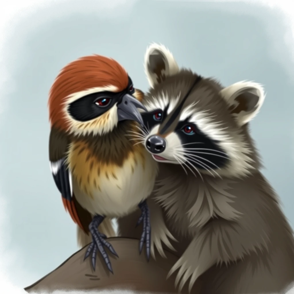 "Real sparrow kisses raccoons." - Image