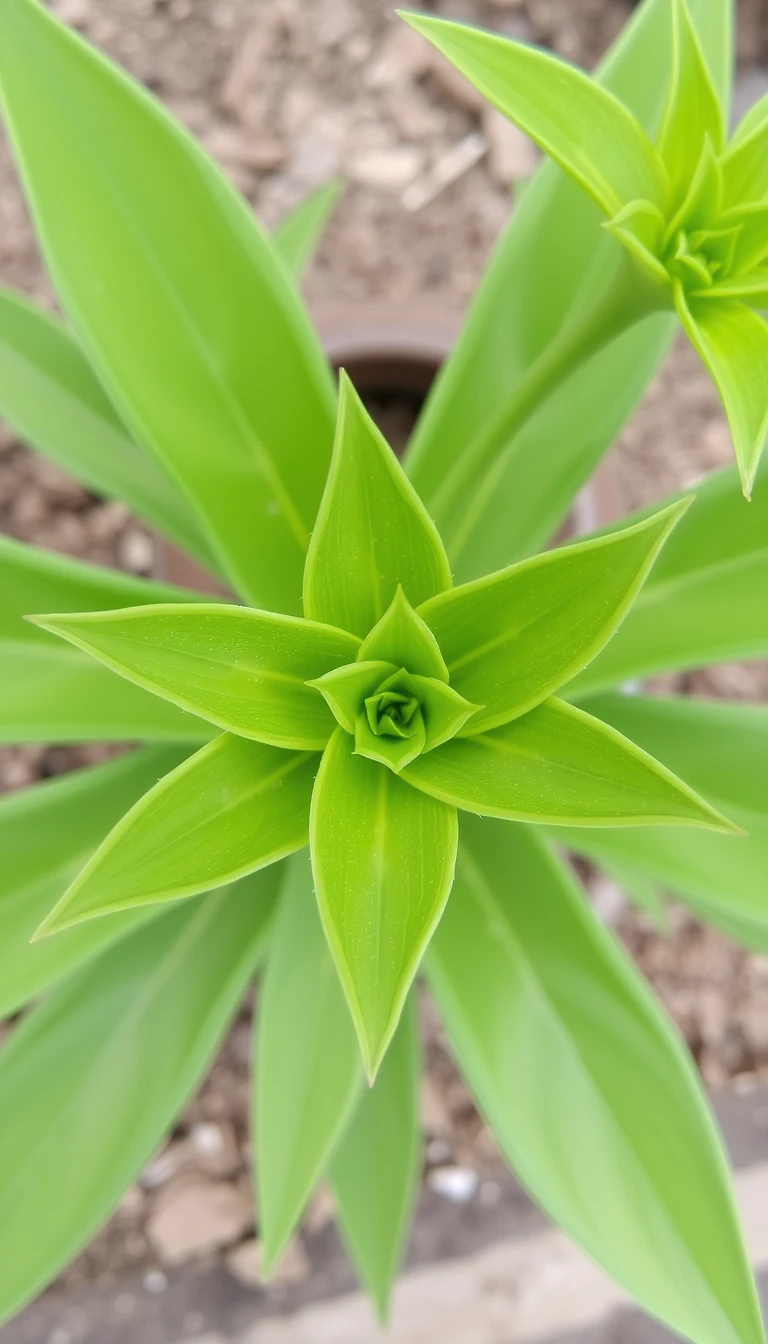 A green plant shaped like a five-pointed star.