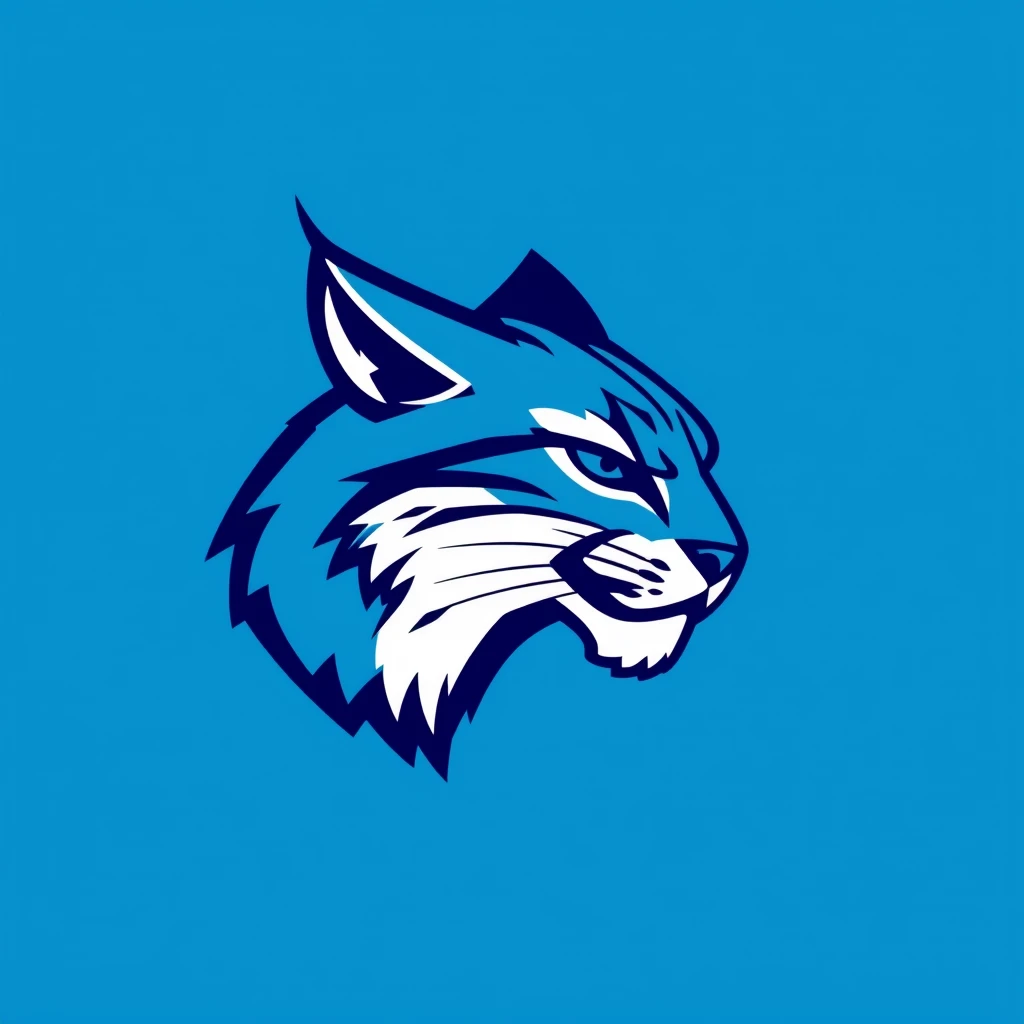 Front profile of a blue Lynx logo, outline style logo. - Image