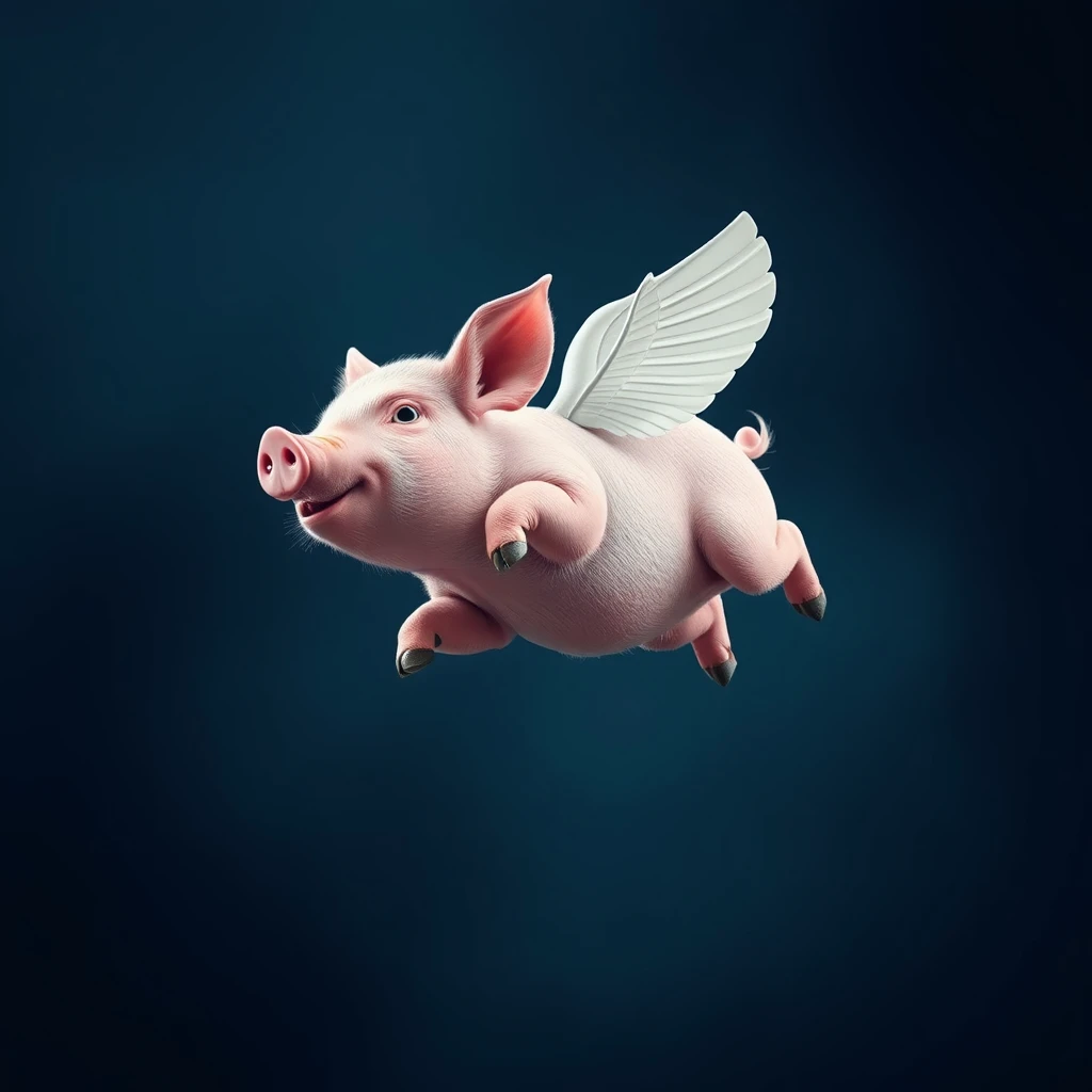 flying pig in nike shoes