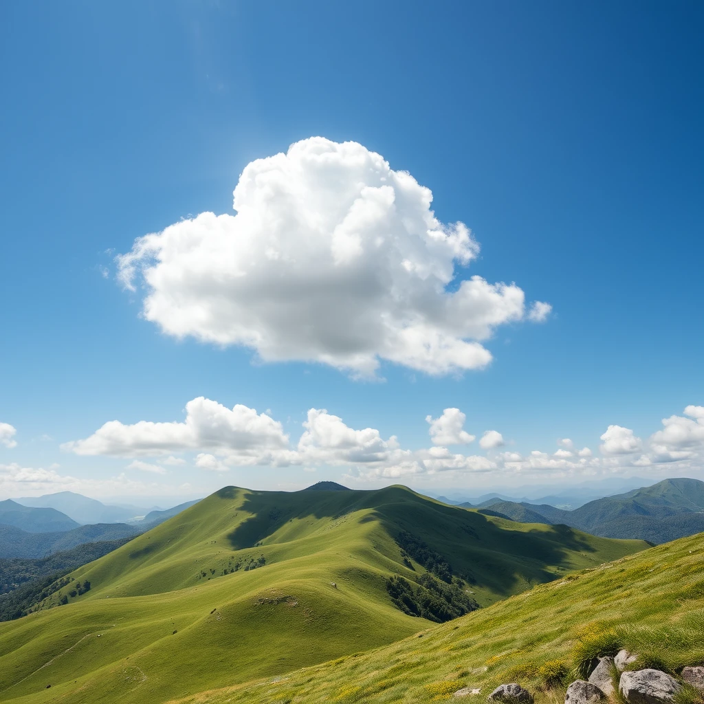 green mountains, sunny, cloud