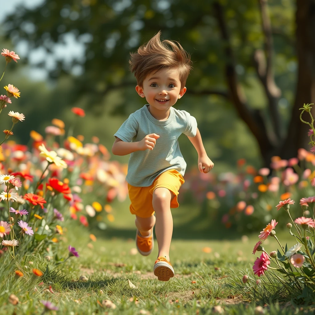 Youth, flowers, running, animation