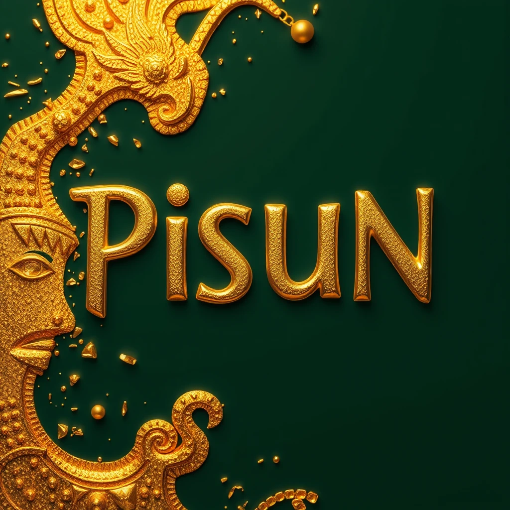 'Text 'Pisun' made from gold' - Image