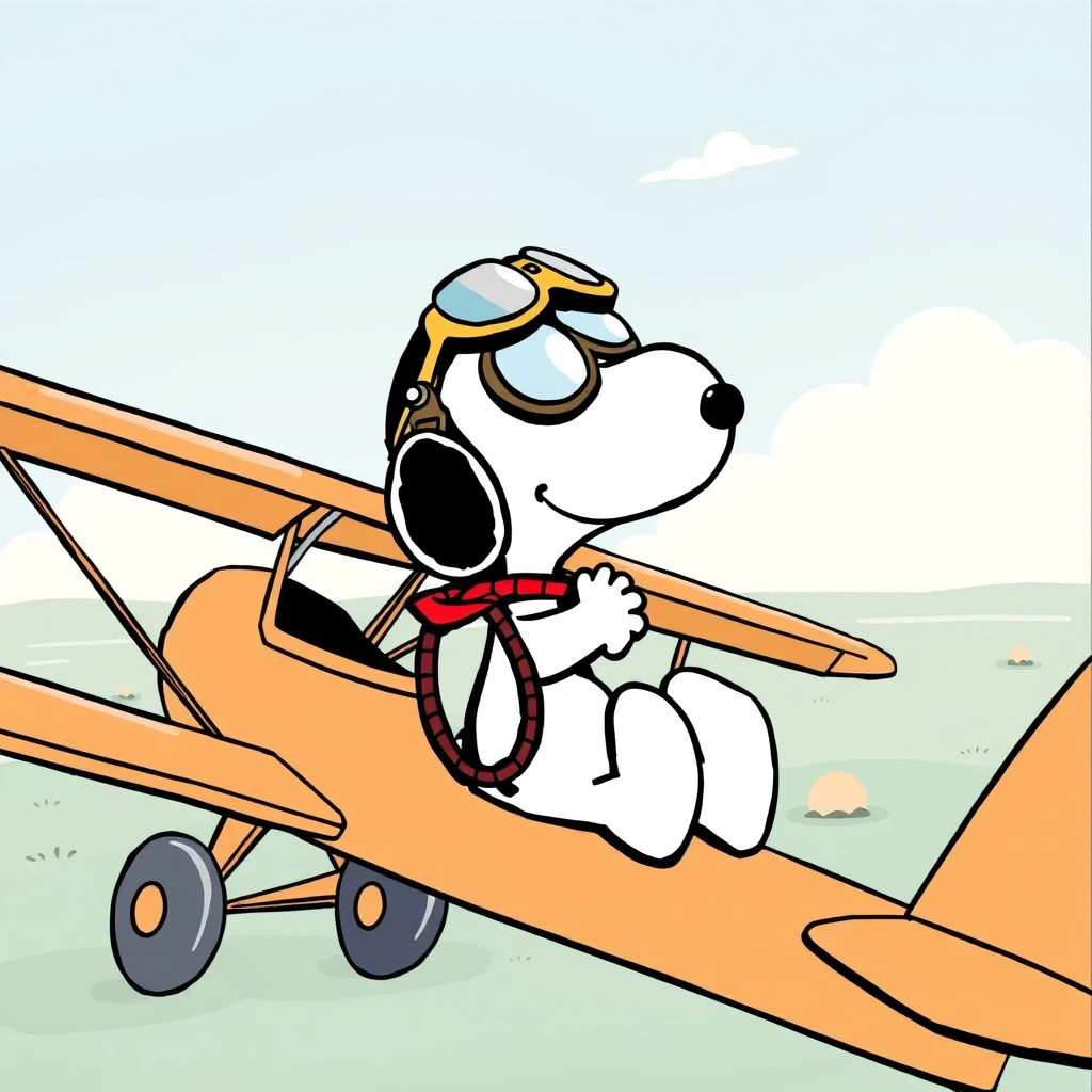 Comic: Snoopy as a Pilot in the Biplane