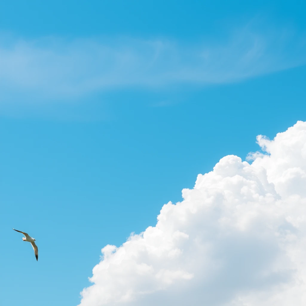 blue sky, wind, summer, white cloud - Image