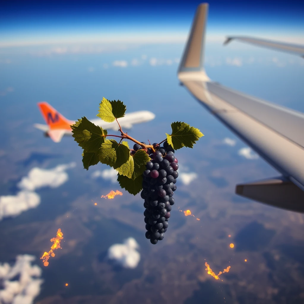 Grapevine attached to airplane