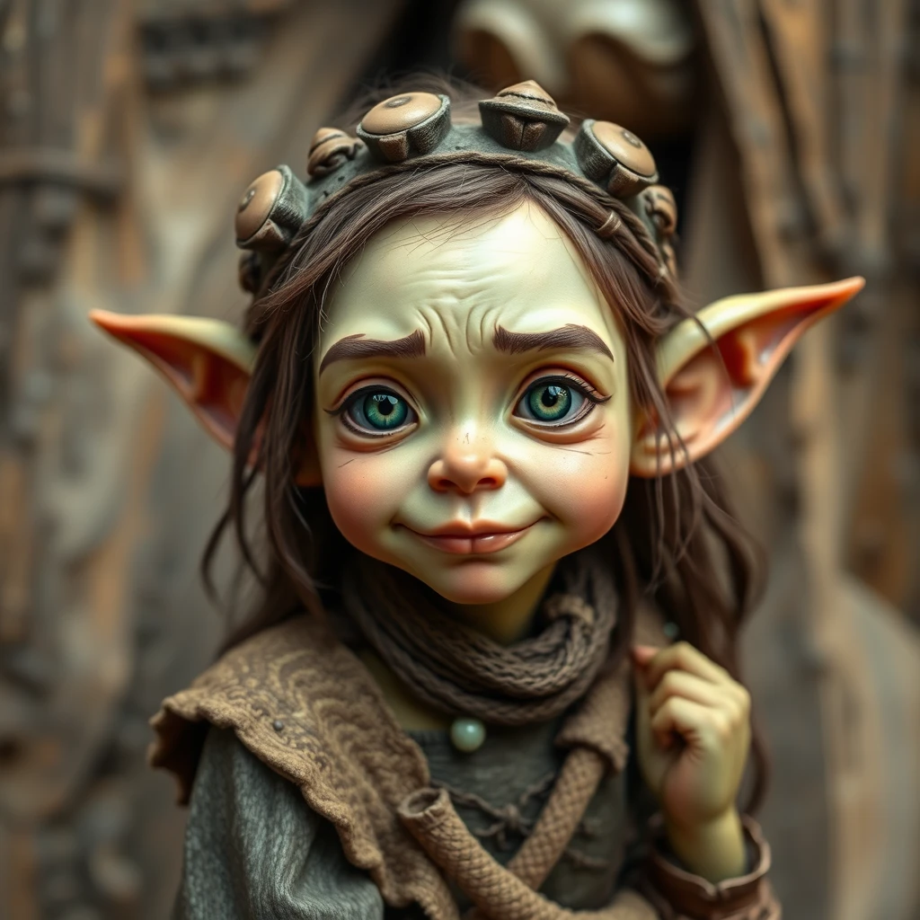 A beautiful goblin girl in wooden.