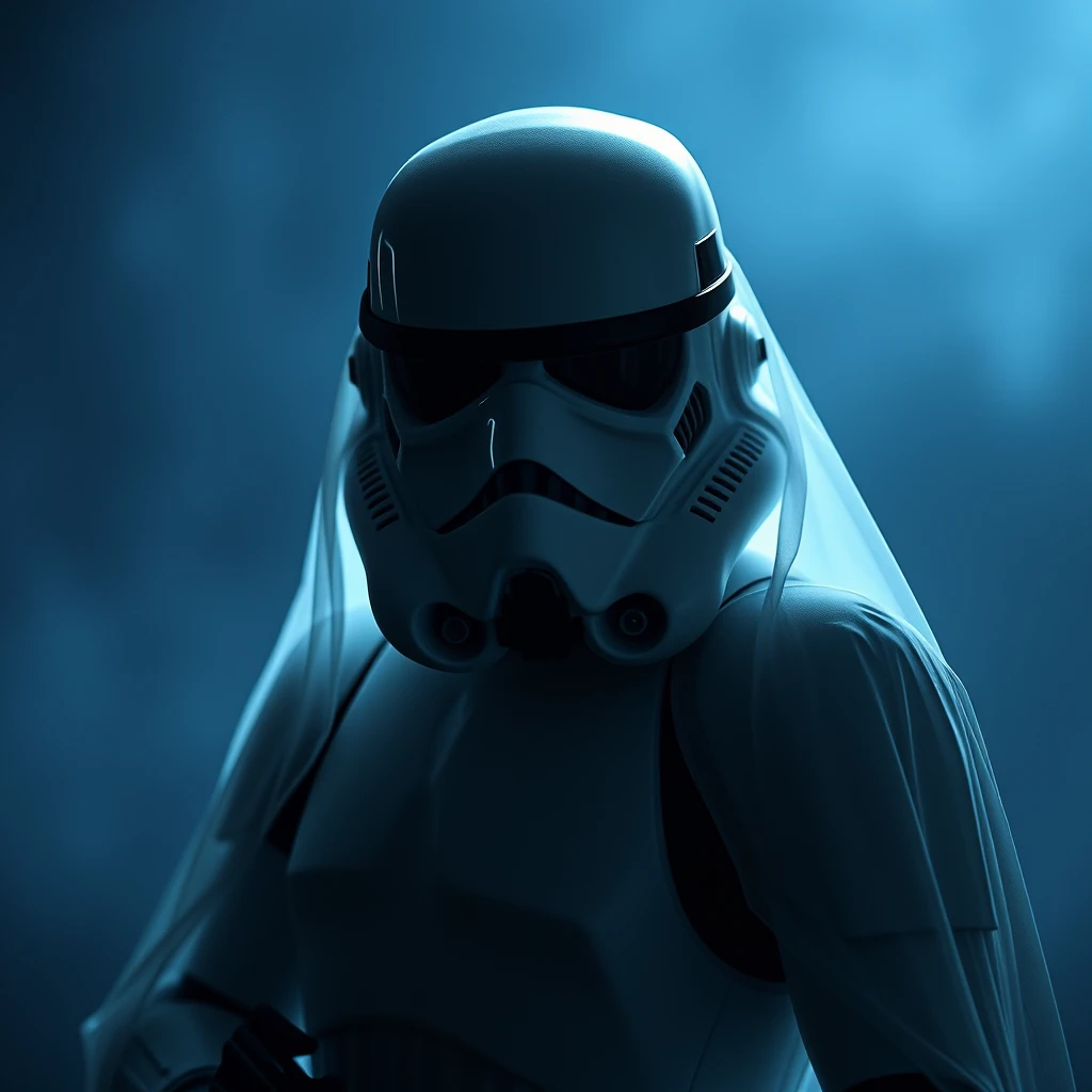 a ghost like stormtrooper, dark backgroud - Image