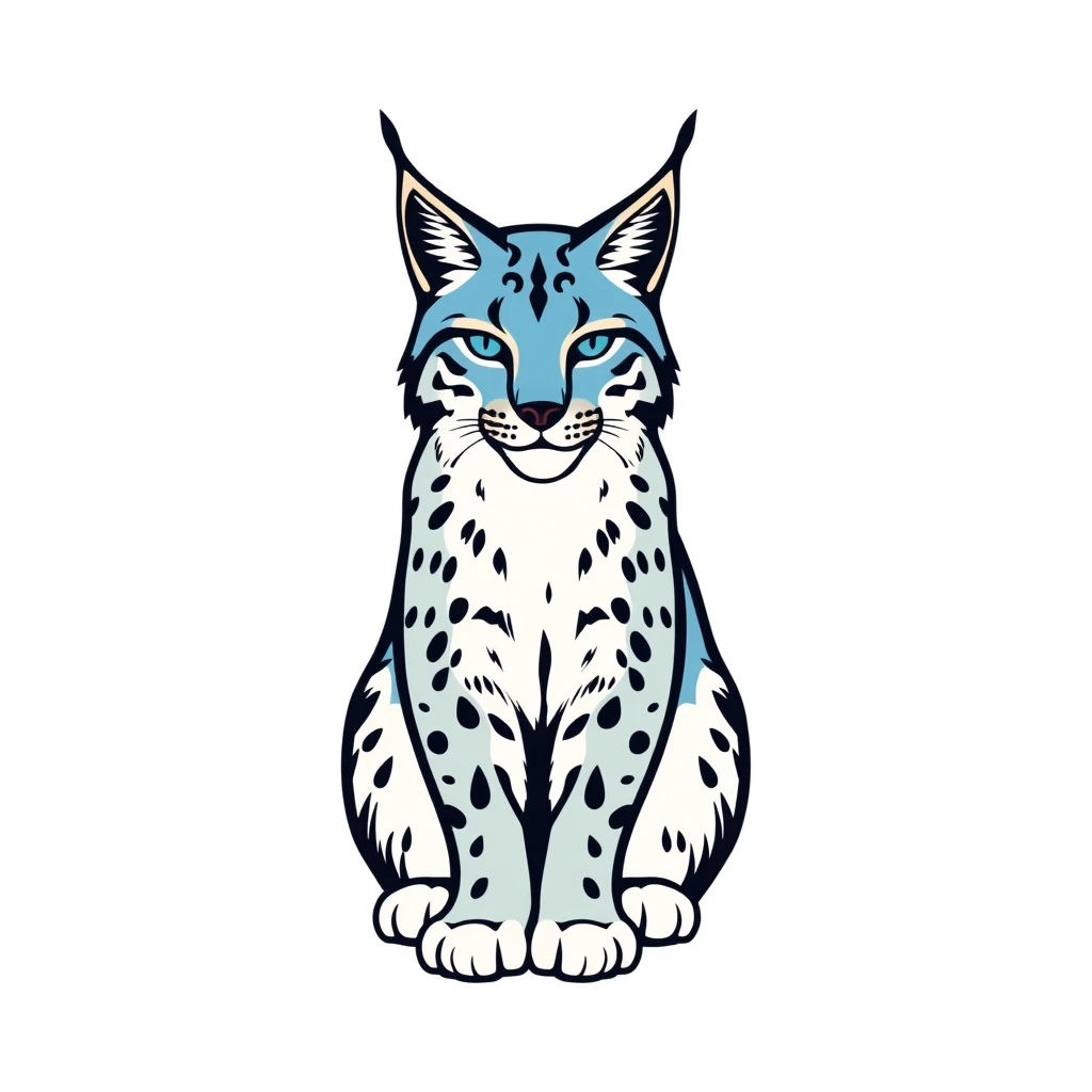 Front profile of a sitting blue lynx as a logo.