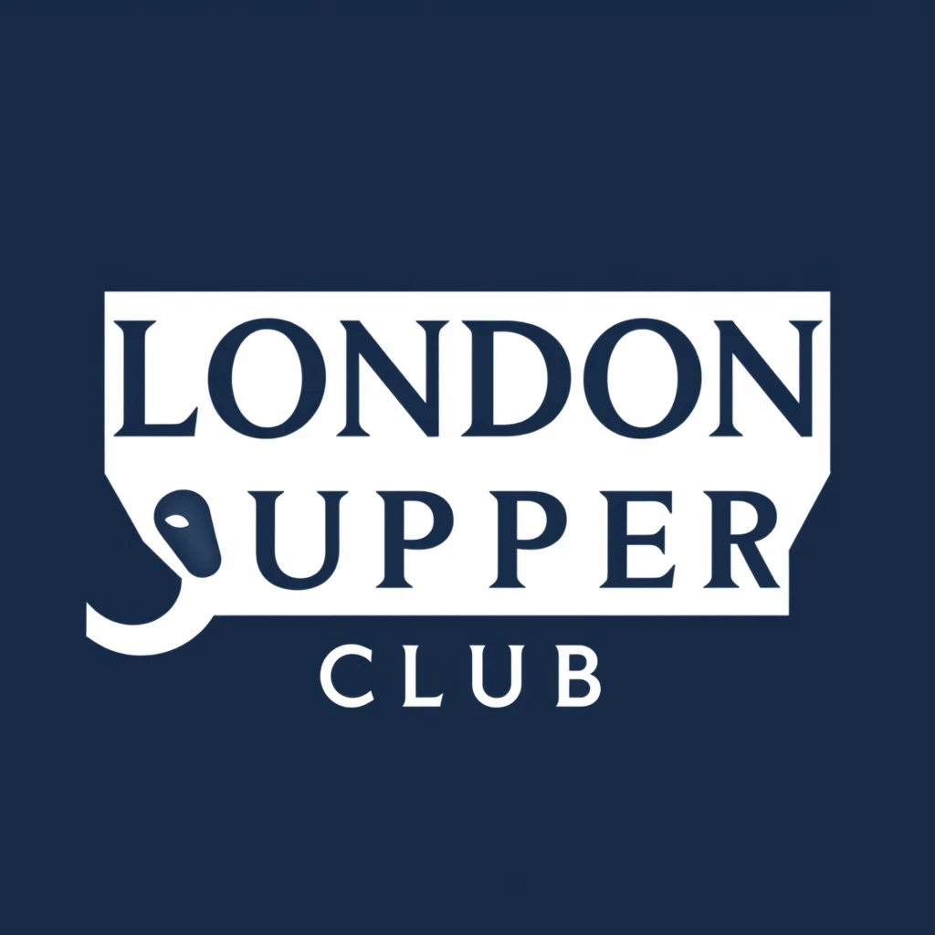 Logo for a club called “London Supper Club”, using dark blue, in a modern style and all the letters. - Image