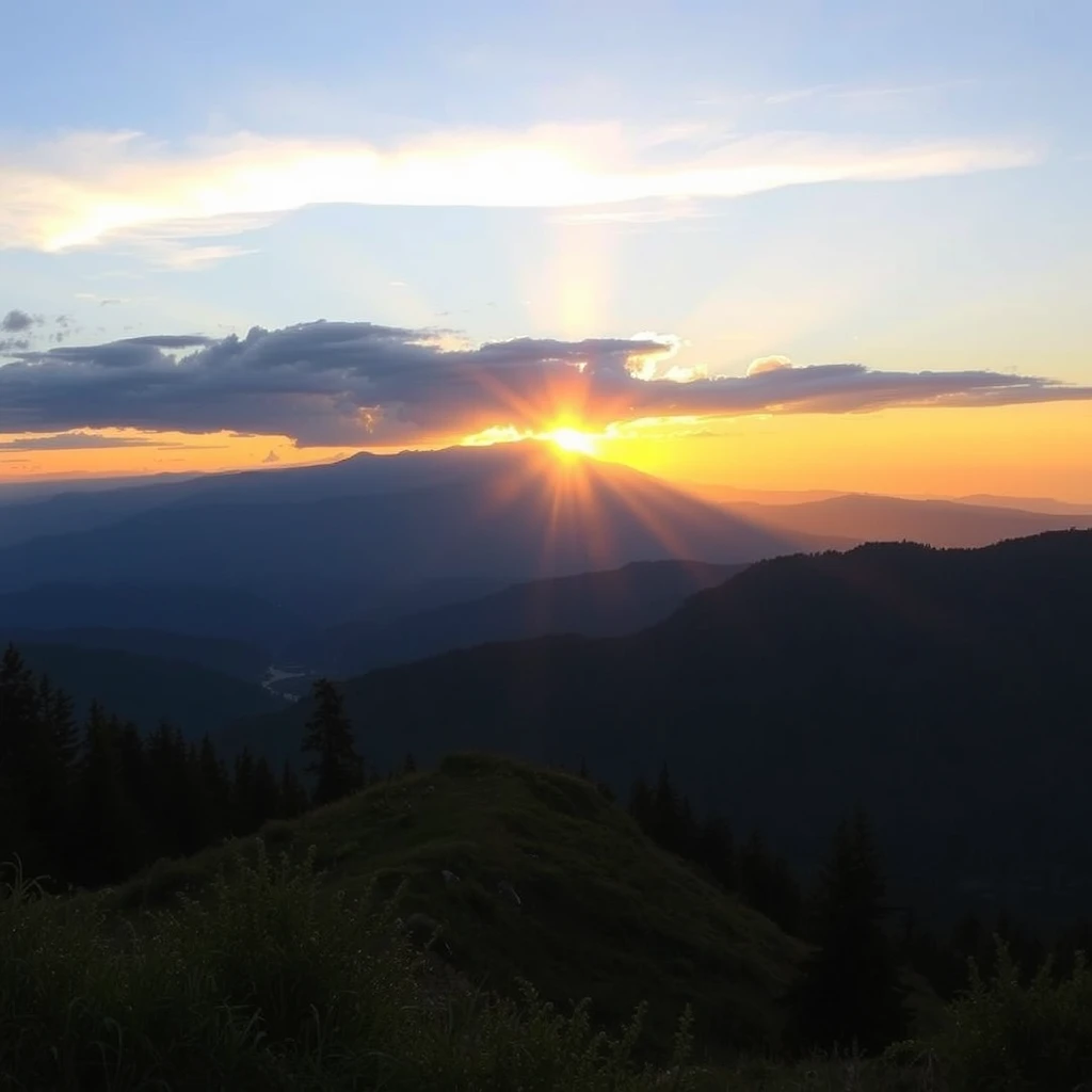 glory sunrise with mountain background