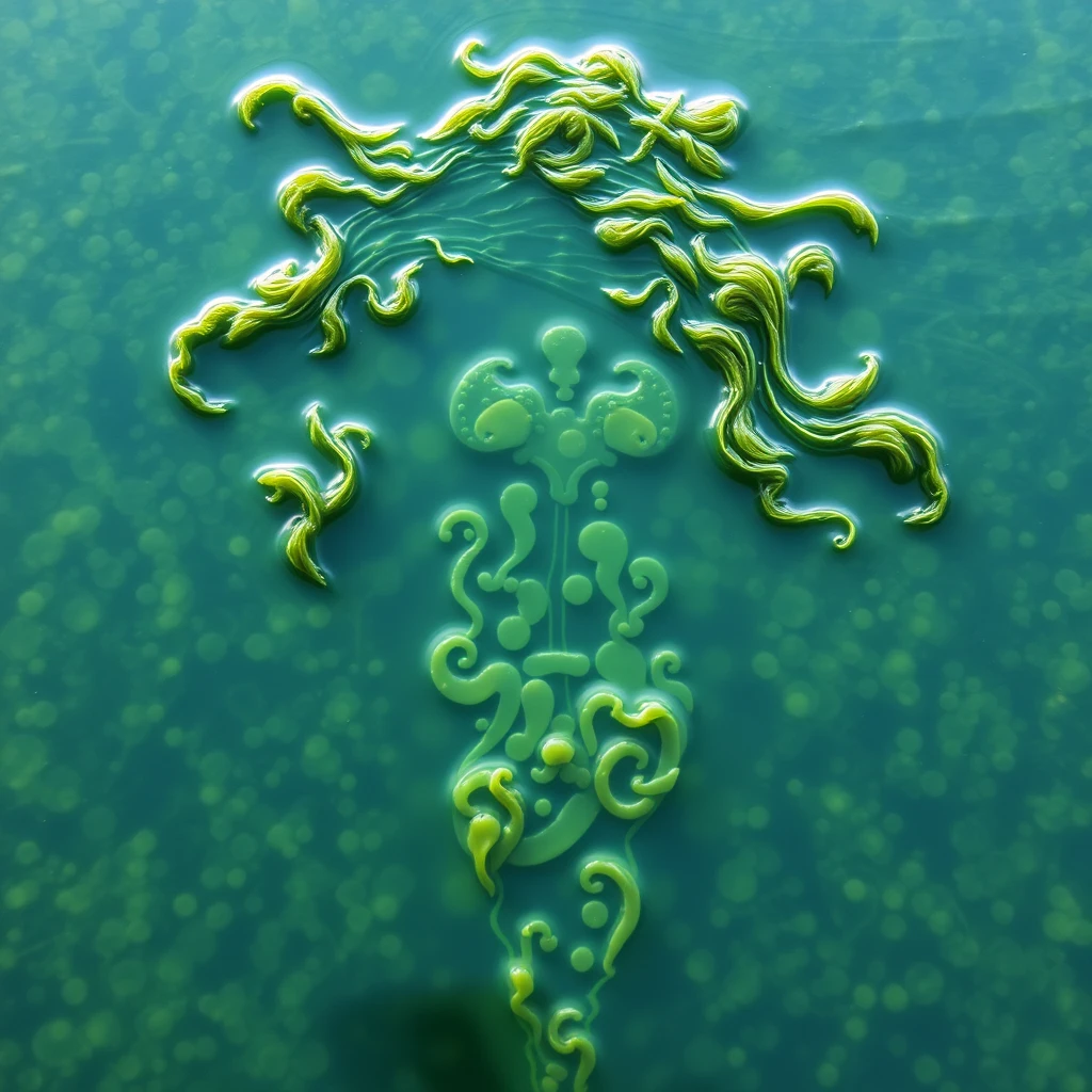 green seaweed in the shape of a woman