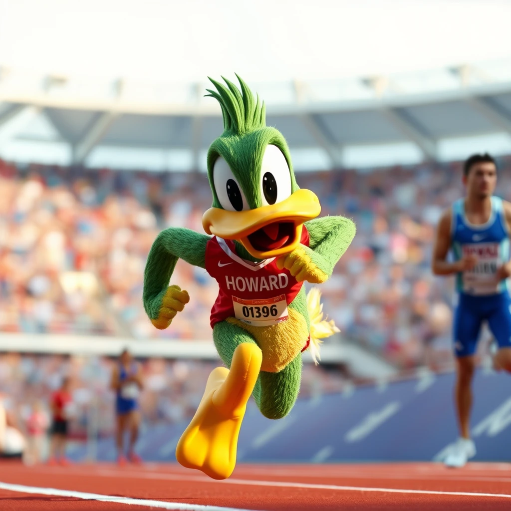 Howard the Duck running 400 meter Olympic final