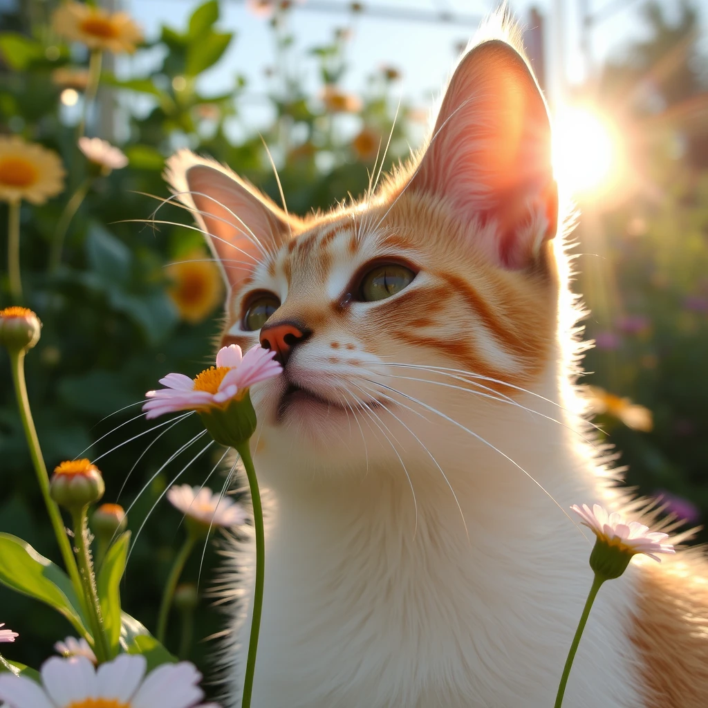 cat flower sun summer