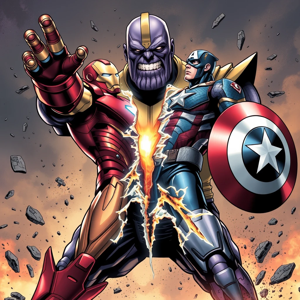 Thanos defeated Iron Man and Captain America, ruthlessly tearing them apart